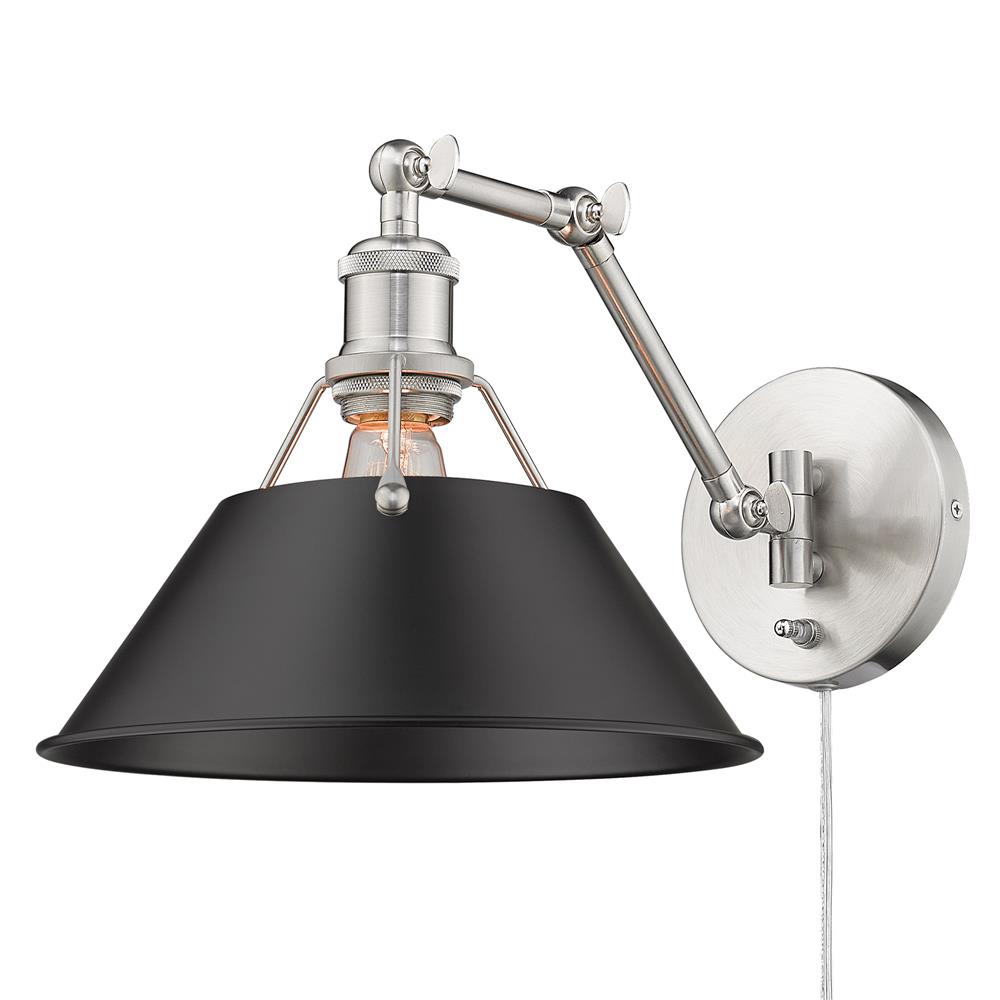 Golden Lighting 3306-A1W PW-BLK Orwell 1 Light Articulating Wall Sconce in the Pewter finish